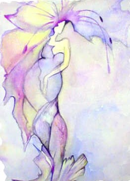 Aquarelle - femme papillon Imaginaire